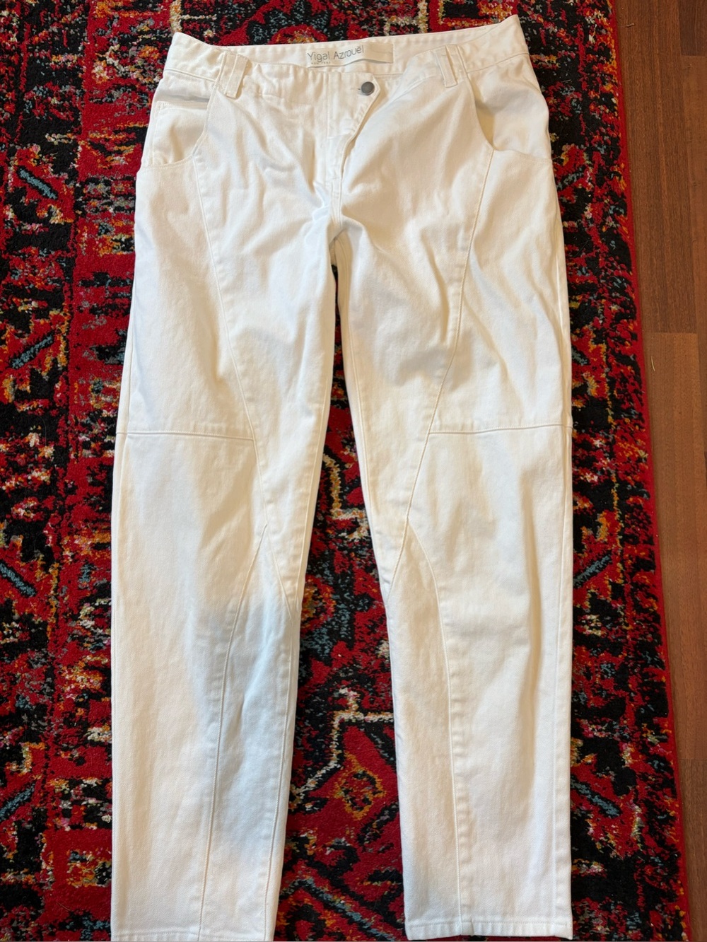 Yigal Azrouel white equestrian style jean size 4